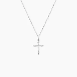 Pendentif Ageda Croix Or Blanc Oxyde De Zirconium