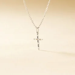 Pendentif Ageda Croix Or Blanc Oxyde De Zirconium