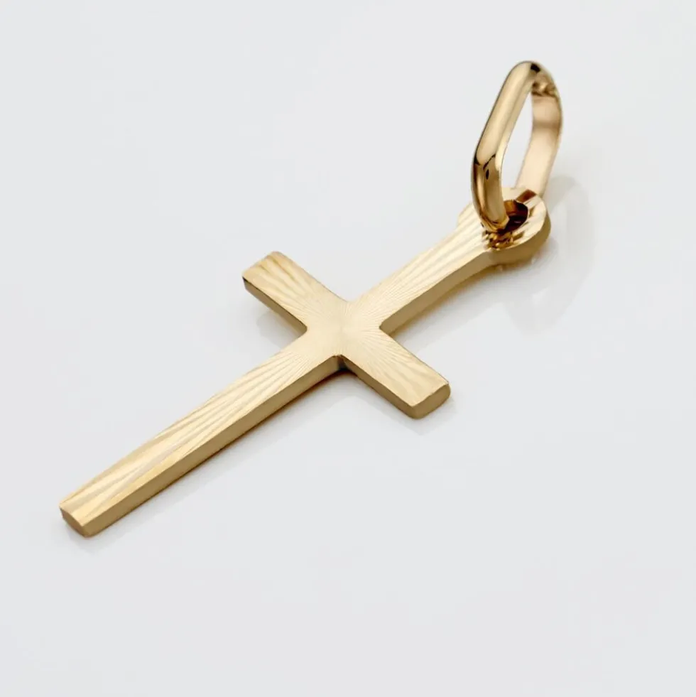 Pendentif Aidana Croix Striee Or Jaune