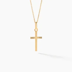 Pendentif Aidana Croix Striee Or Jaune