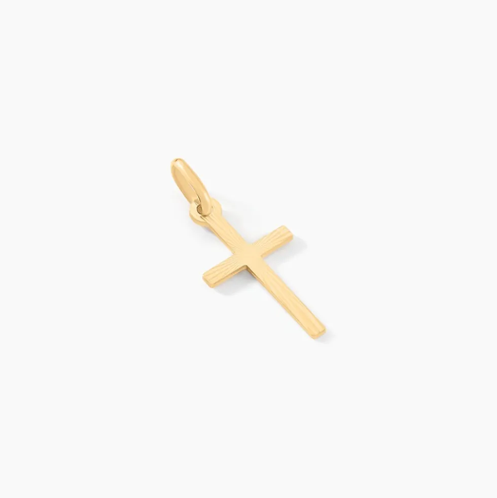 Pendentif Aidana Croix Striee Or Jaune