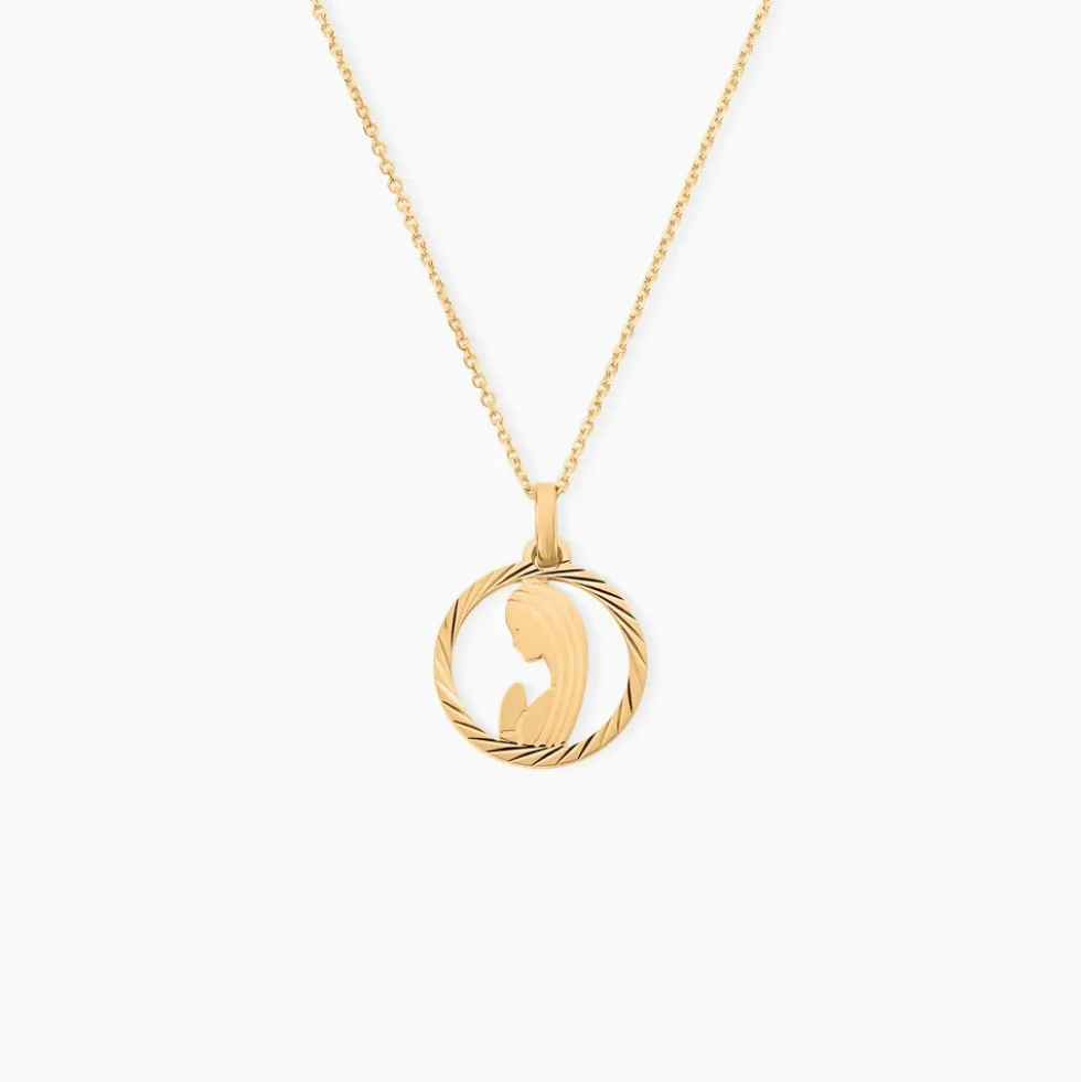 Pendentif Amaria Vierge Rond Diamante Or Jaune
