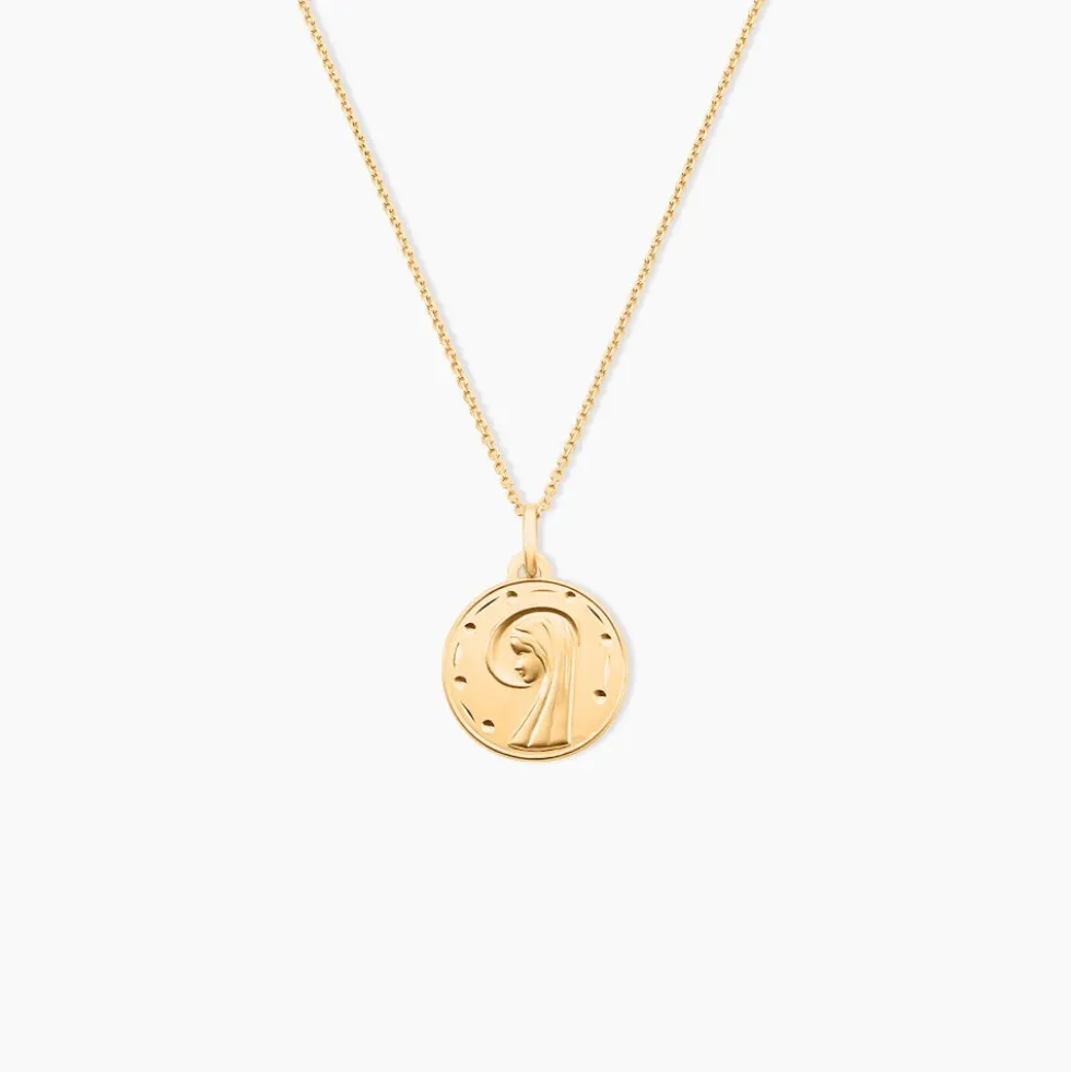 Pendentif Amber Vierge Rond Diamante Or Jaune