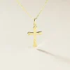 Pendentif Annais Croix Striee Or Jaune
