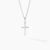 Pendentif Bathilde Croix Striee Or Blanc