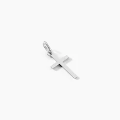 Pendentif Bathilde Croix Striee Or Blanc