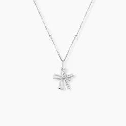 Pendentif Canice Croix Or Blanc Oxyde De Zirconium