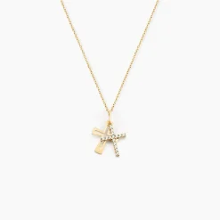 Pendentif Canice Croix Or Jaune Oxyde De Zirconium