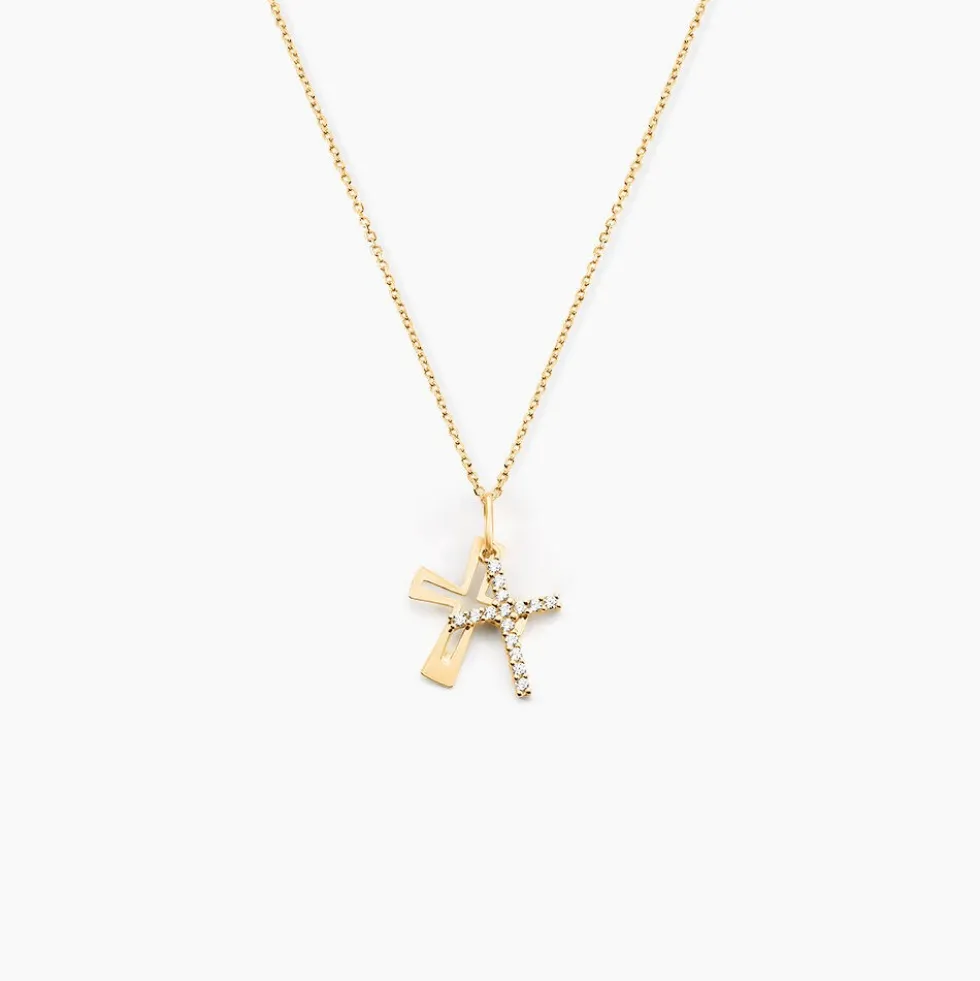 Pendentif Canice Croix Or Jaune Oxyde De Zirconium