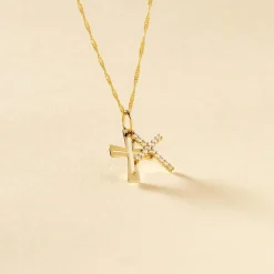 Pendentif Canice Croix Or Jaune Oxyde De Zirconium