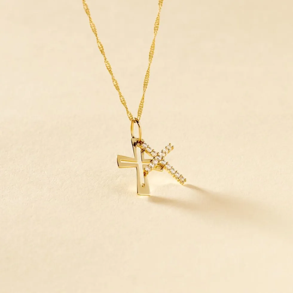 Pendentif Canice Croix Or Jaune Oxyde De Zirconium