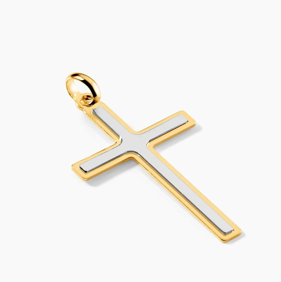 Pendentif Casey Croix Or Bicolore