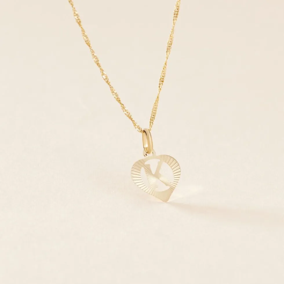 Pendentif Eudocie Coeur Lettre Or Jaune