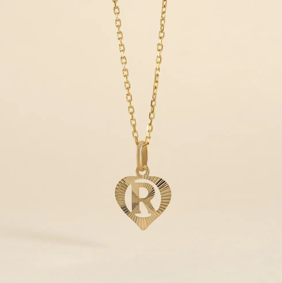 Pendentif Eudocie Coeur Lettre Or Jaune