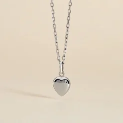 Pendentif Eudocie Coeur Lisse Or Blanc