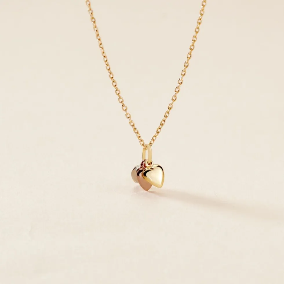 Pendentif Eudocie Triple Coeurs Or Tricolore
