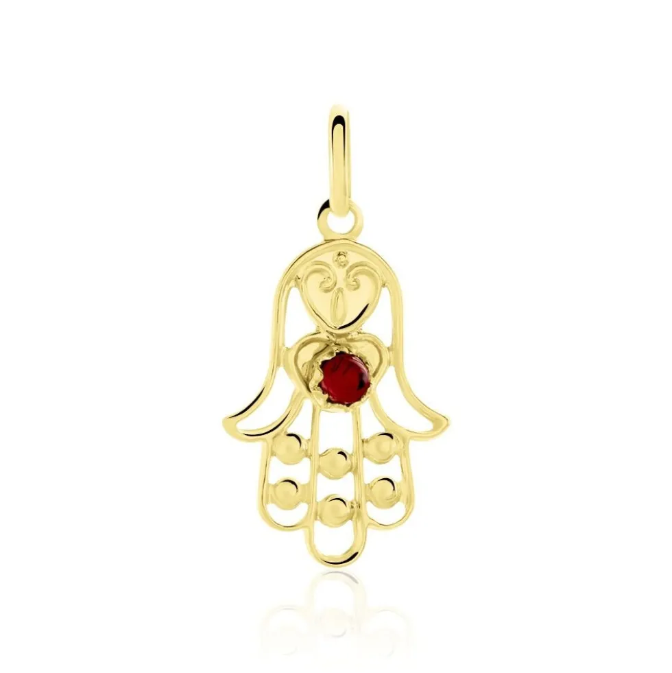 Pendentif Fatima Or Jaune Oxyde De Zirconium