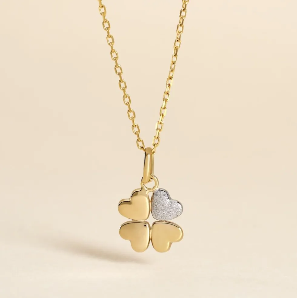 Pendentif Gert Coeur Trefle Or Jaune