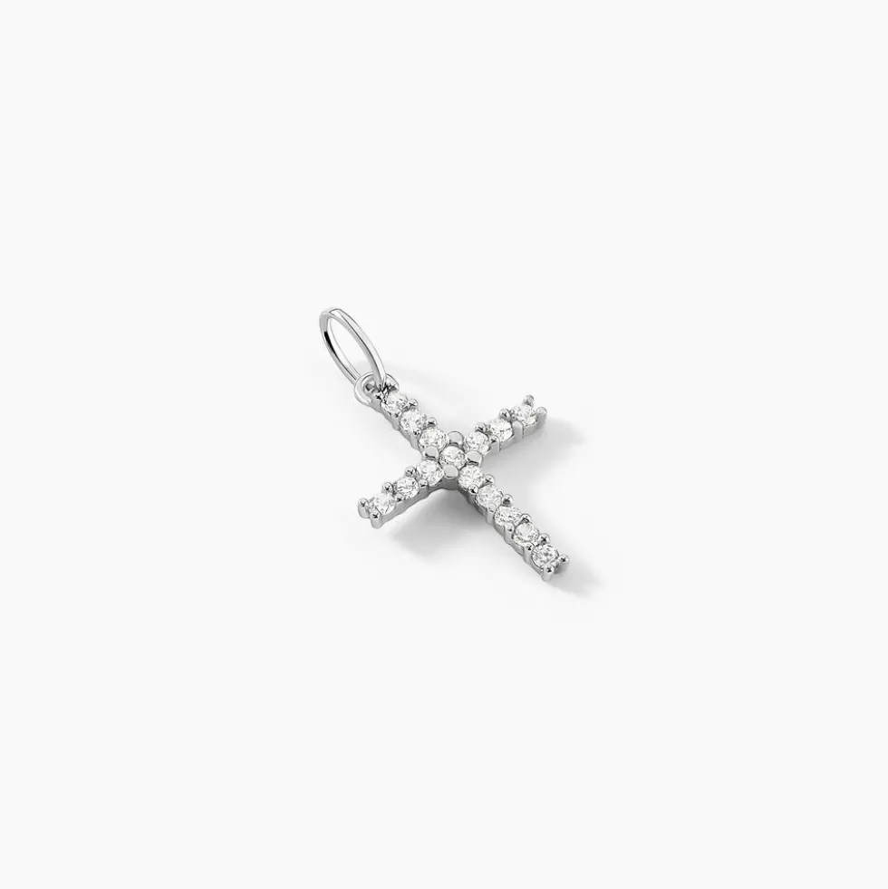 Pendentif Glacen Croix Or Blanc Oxyde De Zirconium