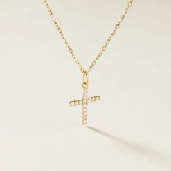 Pendentif Glacen Croix Or Jaune Oxyde De Zirconium