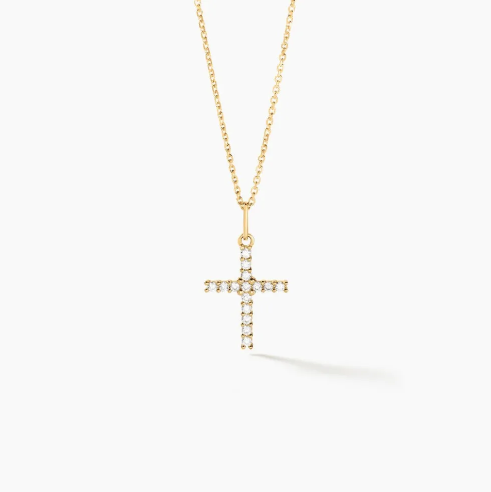 Pendentif Glacen Croix Or Jaune Oxyde De Zirconium