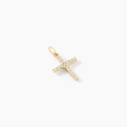 Pendentif Glacen Croix Or Jaune Oxyde De Zirconium