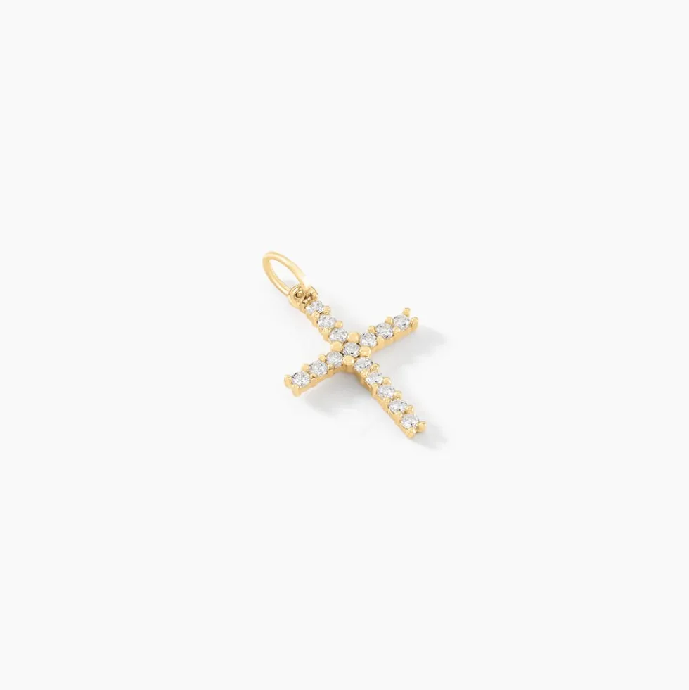 Pendentif Glacen Croix Or Jaune Oxyde De Zirconium