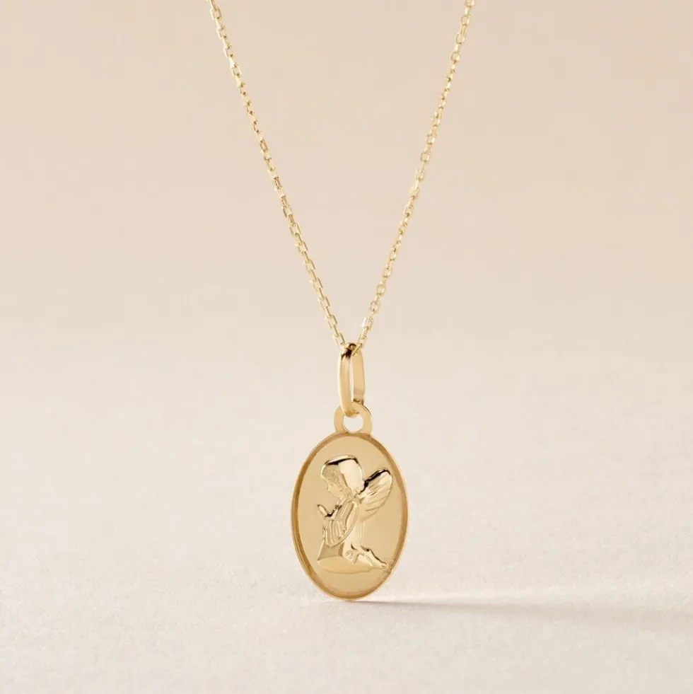 Pendentif Hadia Ange Ovale Or Jaune