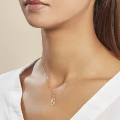 Pendentif Hadia Ange Ovale Or Jaune