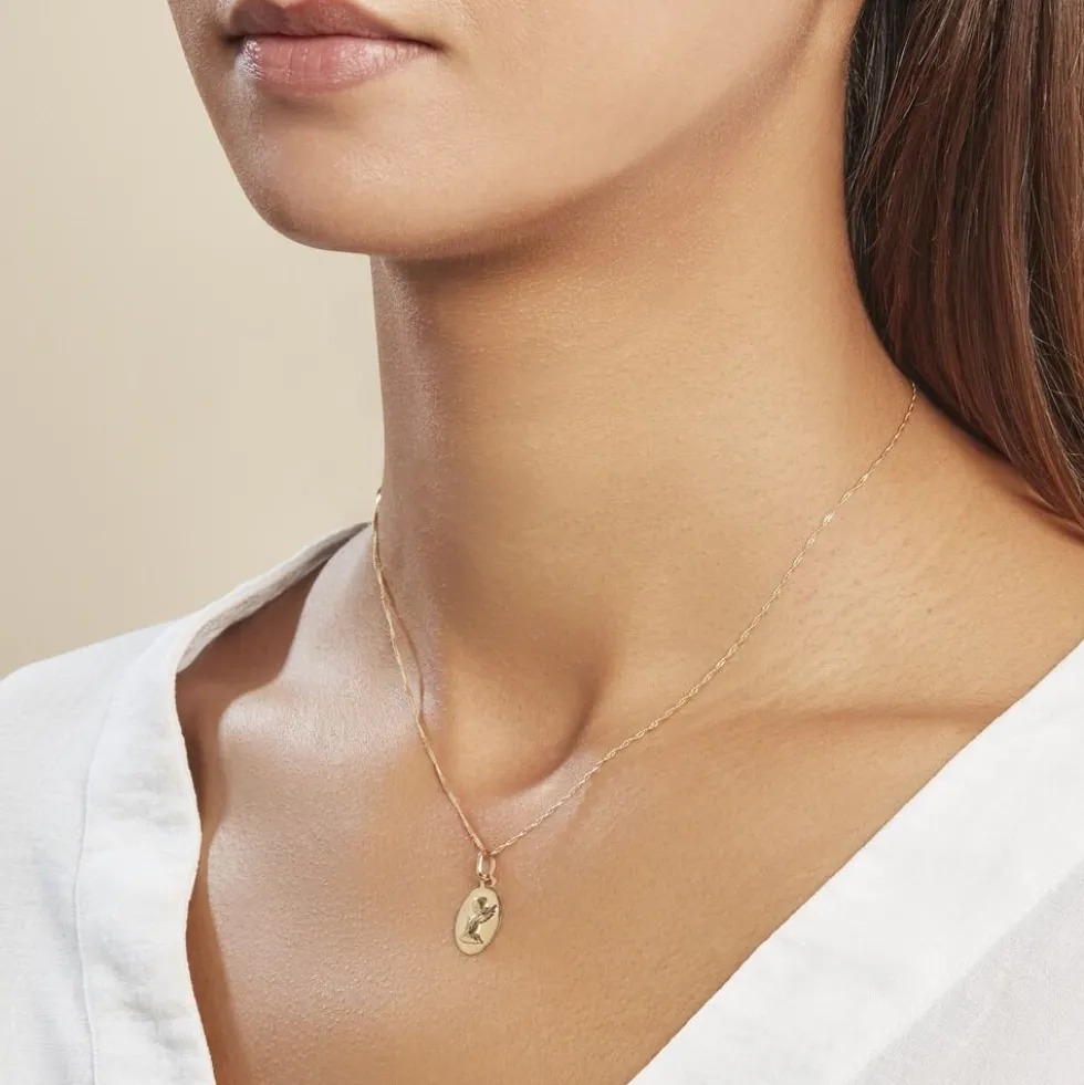 Pendentif Hadia Ange Ovale Or Jaune