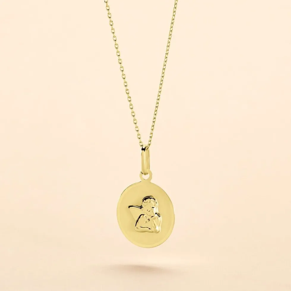 Pendentif Hanita Ange Rond Satine Or Jaune