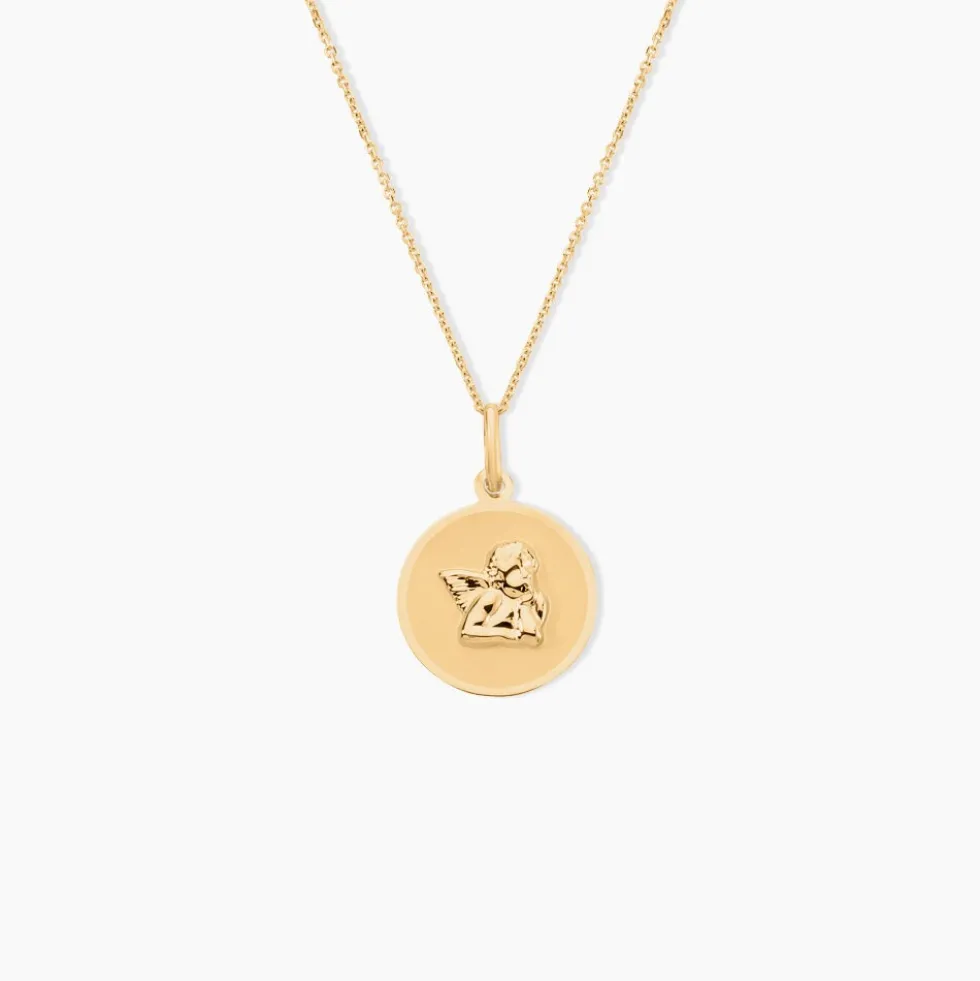 Pendentif Hanita Ange Rond Satine Or Jaune