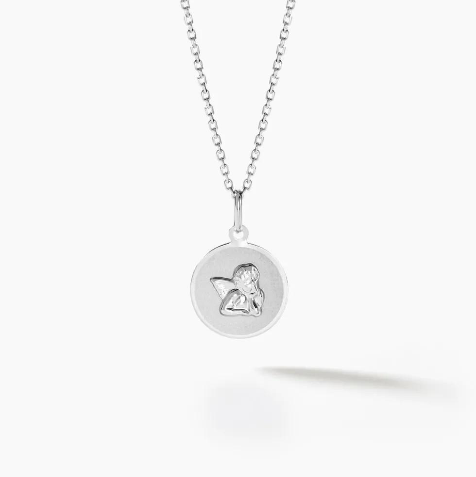Pendentif Hanita Ange Rond Satine Or Blanc