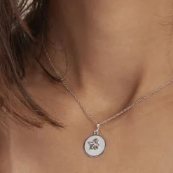 Pendentif Hanita Ange Rond Satine Or Blanc