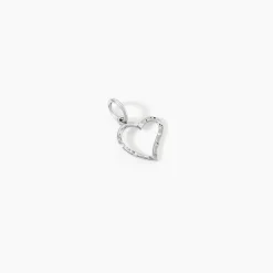 Pendentif Heck Coeur Strie Or Blanc