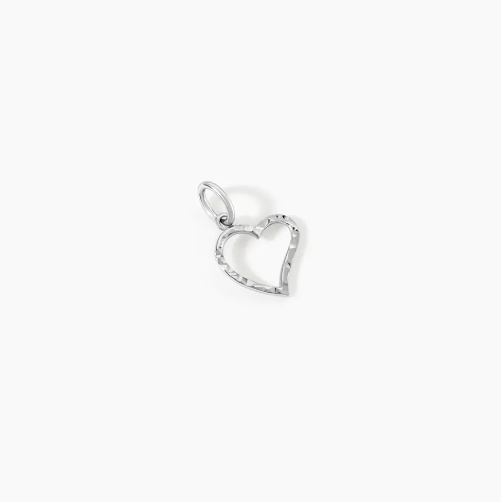 Pendentif Heck Coeur Strie Or Blanc