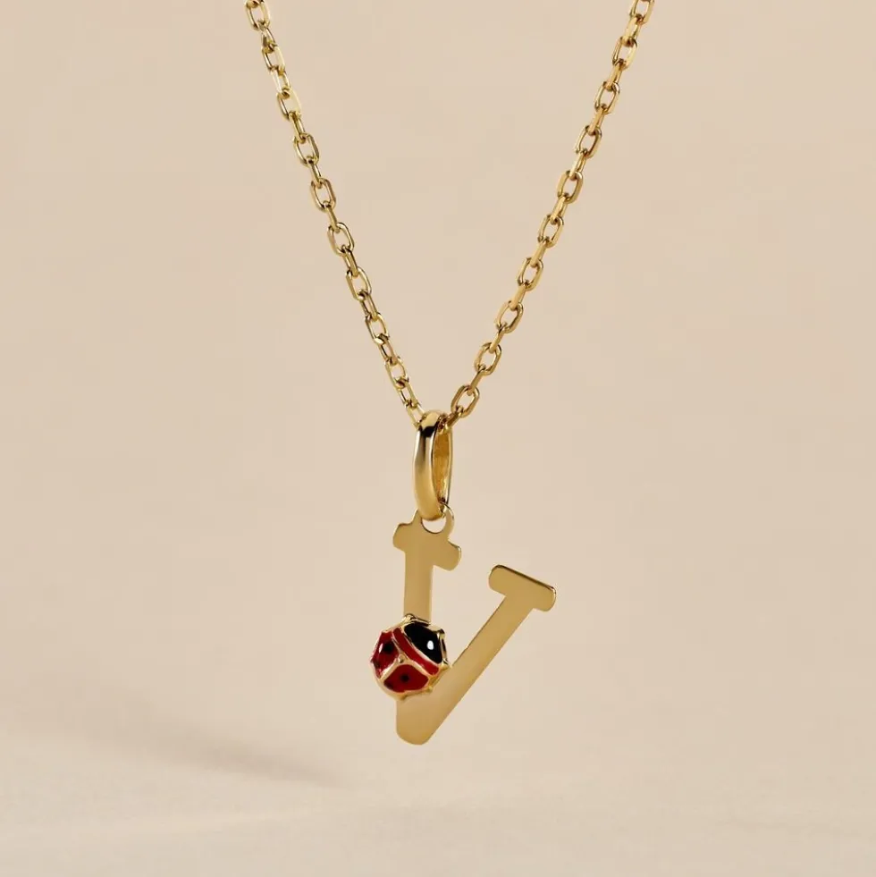 Pendentif Helidie Coccinelle Lettre Or Jaune