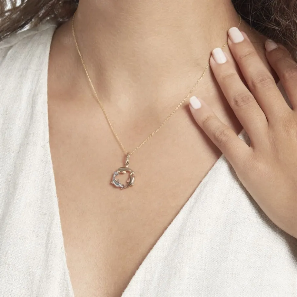 Pendentif Helmut Trio Dauphins Or Tricolore