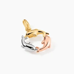 Pendentif Helmut Trio Dauphins Or Tricolore