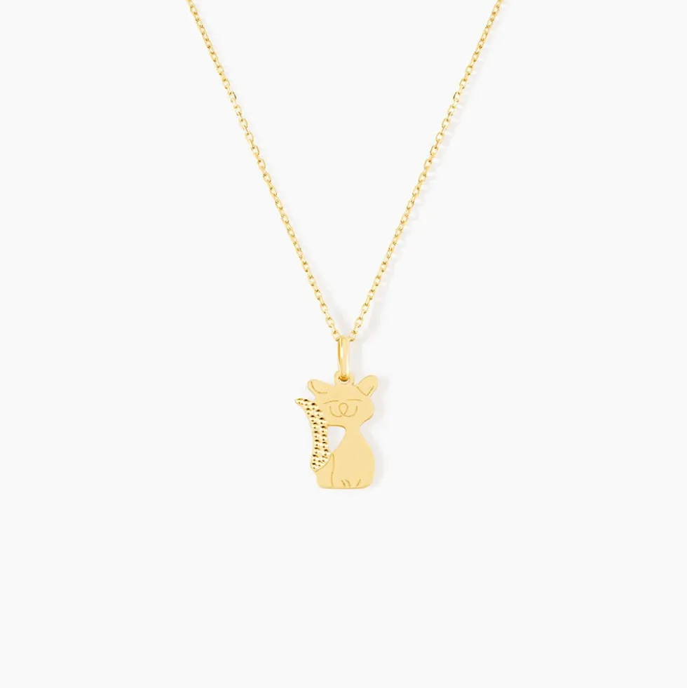 Pendentif Herman Chat Or Jaune