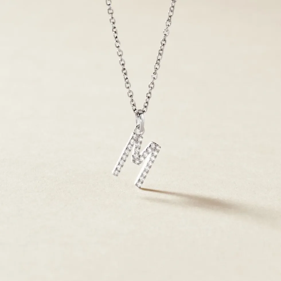 Pendentif Klementine Or Blanc Oxyde De Zirconium