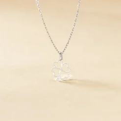 Pendentif Koulmia Trefle Diamante Or Blanc