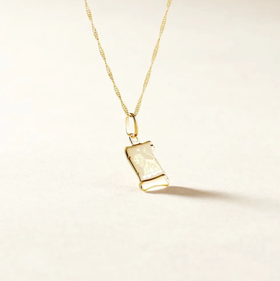 Pendentif Lamie Zodiaque Parchemin Or Jaune