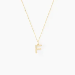Pendentif Lettre F Or Jaune Oxyde