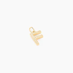 Pendentif Lettre F Or Jaune Oxyde