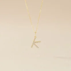 Pendentif Lettre K Or Jaune Oxyde
