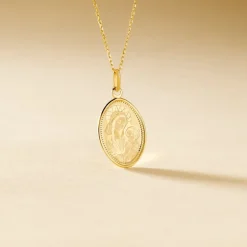 Pendentif Or Jaune Vierge A L'enfant