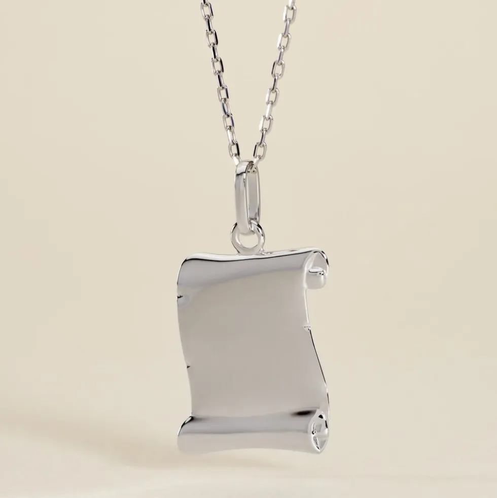 Pendentif Parchemin Argent Blanc