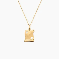 Pendentif Sirona Parchemin Message Or Jaune