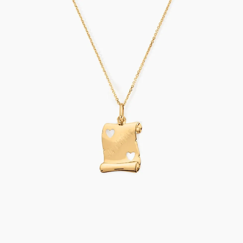 Pendentif Sirona Parchemin Message Or Jaune